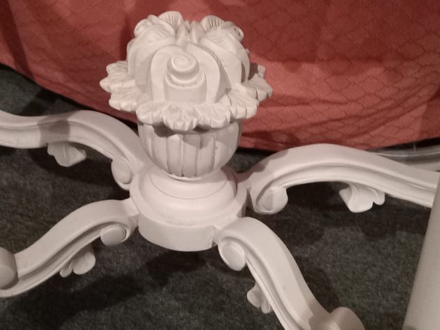 CONSOLLE DI ANTIQUARIATO VINTAGE SHABBY CHIC LACCATA e ARGENTATA - Foto 4
