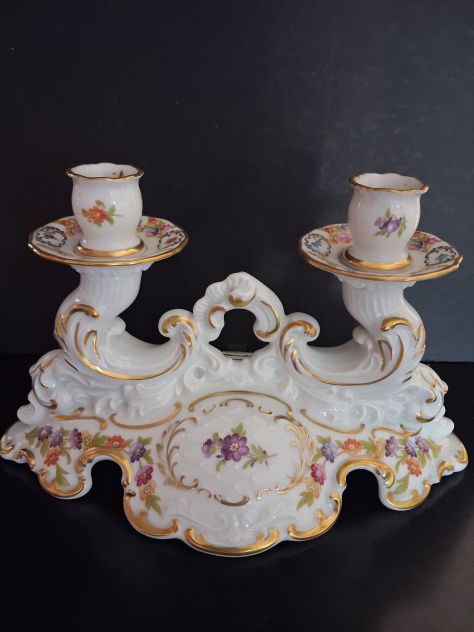 Schumann Arzberg  Bavaria   Candelabro  a due  bracci in porcellana  con - Foto 4