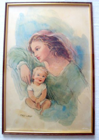 1qa QUADRO DIPINTO MATERNITA' MADONNA ARGENTO SARTIER - Foto 2