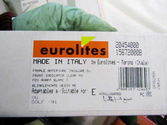 20454000 FRECCIA INDICATORE DI DIREZIONE ANTERIORE DESTRA PARAURTI EUROLITES VOLKSWAGEN GOLF 2 1.6 B RICAMBIO NUOVO BIANCA - Foto 3