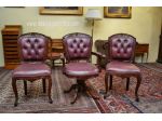 Trittico di poltrone da studio stile inglese Vittoriano