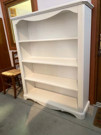 NUOVA LIBRERIA DI VERO LEGNO FINITURA BIANCO SHABBY