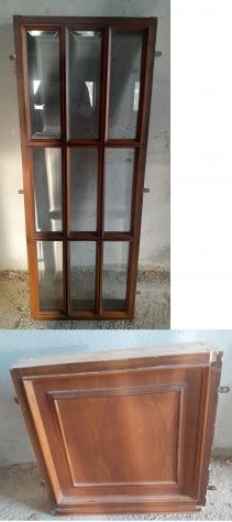 Vetrate Fisse in legno all'inglese e vetri molati con telaio in legno Noce