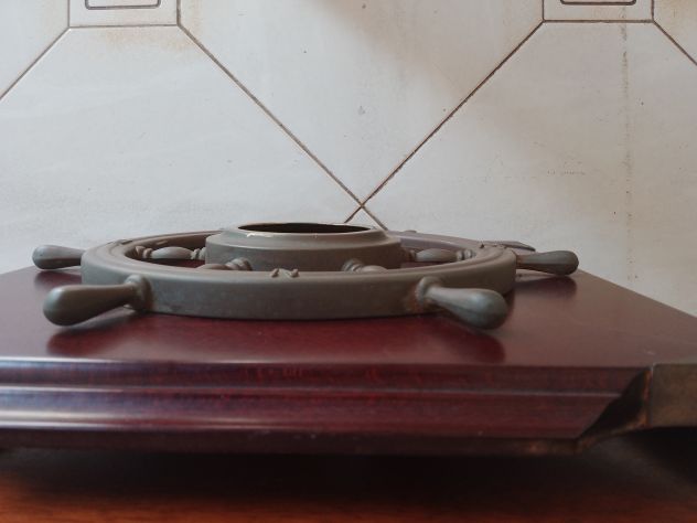 Scultura Antica Nautica Timone Mogano Bronzo - Foto 3