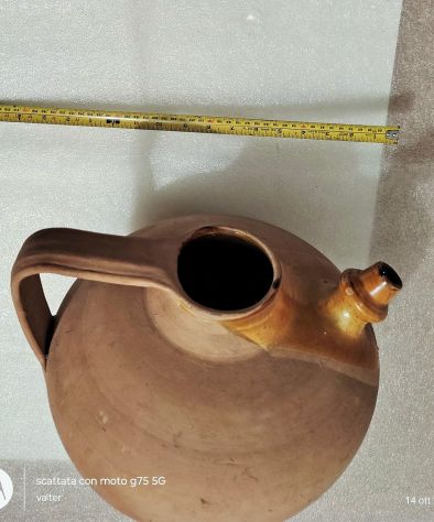 Antica Brocca Fiasca in Terracotta e Ceramiche smaltata - Foto 7