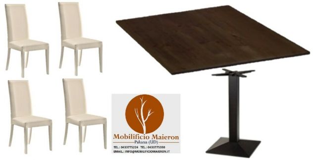 Set cod551 Tavoli 80X80 e Sedie Per Ristorante Bar Pub Nuovi Non Usati - Foto 2