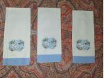 Set 3 Asciugamani Salviette bagno Viso puro Cotone ricamo ochette nel lago