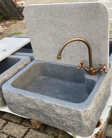 Lavello lavandino per cucina in pietra granito diorite 60cm - Foto 9