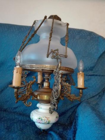 Lampadario in ceramica decorata e ferro battuto - Foto 2