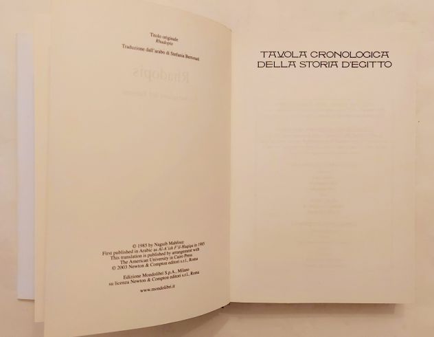 Rhadopis. La cortigiana del faraone di Nagib Mahfuz Editore Mondolibri 2003 - Foto 5