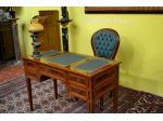 Scrittoio da centro stile Luigi XVI piano in ecopelle verde 109 cm.