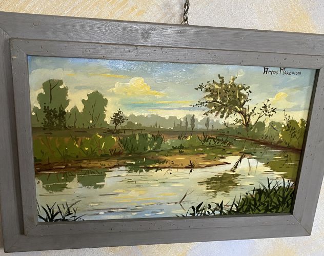 Quadro con paesaggio lacustre - Foto 3