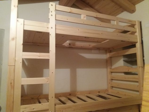 letto a castello pino grezzo, con coppia di rete in pino grezzo senza materassi - Foto 4