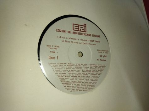 1969 Editi Rai Radiotelevisione Li Due Orfei Vinili Libro Perrotta Povole - Foto 2