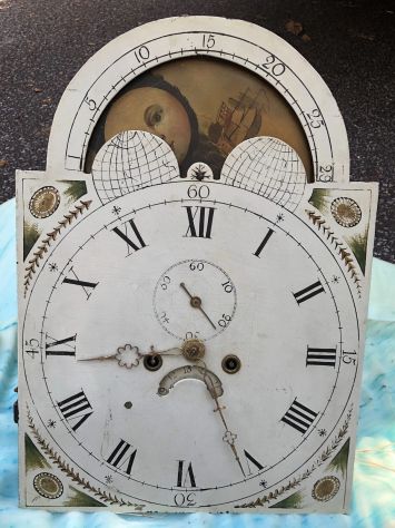 Orologio a pendolo antico del 1827 con quadrante a forma di luna - Foto 2