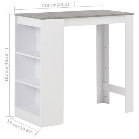 Tavolo da Bar con Ripiano Bianco 110x50x103 cm - Foto 2