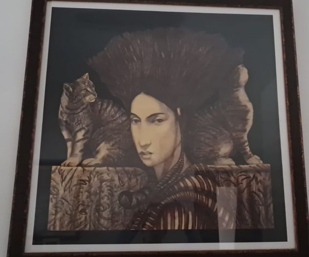 Donna con gatti di Gino Donvito.