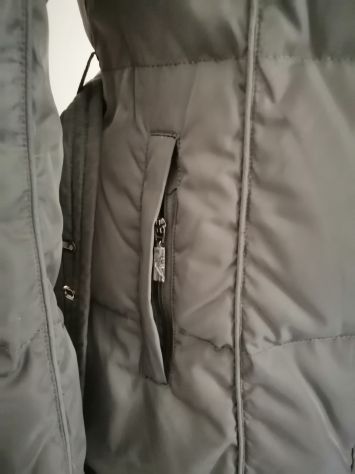 Piumino d'oca lungo marrone/grigio con cappuccio - Foto 4