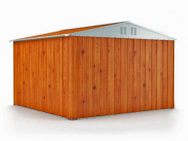 Box prefabbricato, casetta da giardino in lamiera zincata. Capanno deposito attrezzi in Acciaio Zincato 3.27 x 3.07 m x h2.15 m - 145 KG – 10,04 metri - Foto 2