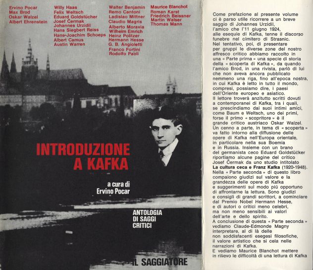INTRODUZIONE A KAFKA a cura di Ervino Pocar, Il Saggiatore 1974, 1a edizione.