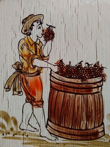 Vecchia coppia di mattonelle decorate epoca anni 50 da parete - Foto 5
