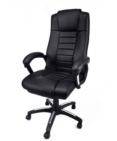 POLTRONA UFFICIO ERGONOMICA GIREVOLE IN ECOPELLE NERA - DIREZIONALE MODELLO REVOLUTION - NUOVA - Foto 2