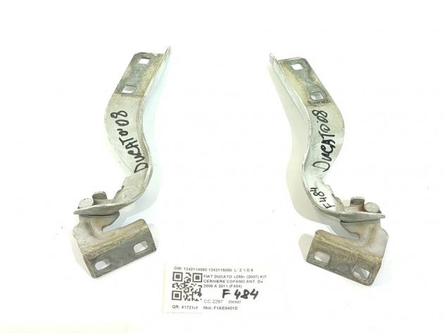 CERNIERE COFANO ANTERIORE DX E SX FIAT Ducato 5° Serie 1342114080 1342115080 F1AE0481D (0614) - Foto 2