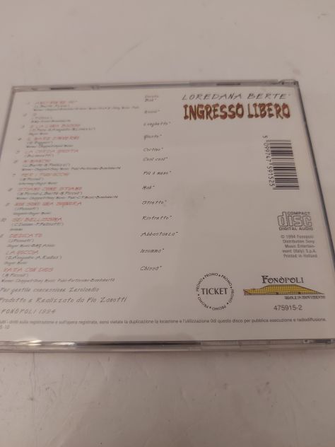 CD originale di Loredana Berte - Ingresso Libero. - Foto 4