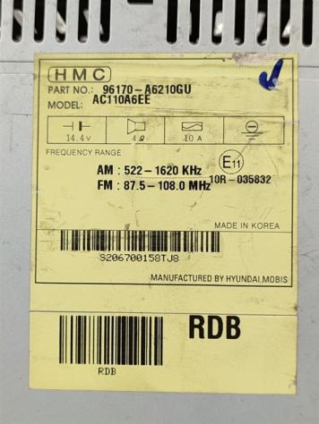 AUTORADIO HYUNDAI i30 Serie 96170-A6210GU D4FB (0711) - Foto 3
