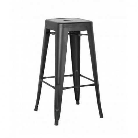 Sgabello design industriale in metallo nero per bar pub