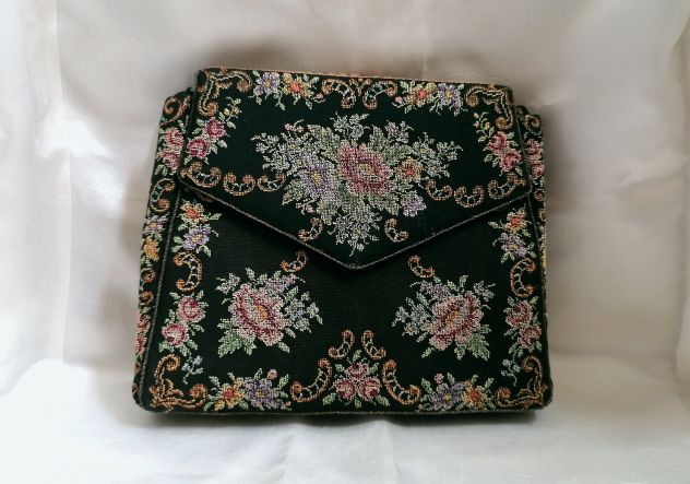 AUTENTICA BORSETTA DA SERA A PICCOLO PUNTO ORIGINALE VINTAGE 1950 CIRCA. - Foto 2