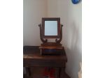 SPECCHIO DA TAVOLO IN NOCE CON CASSETTO