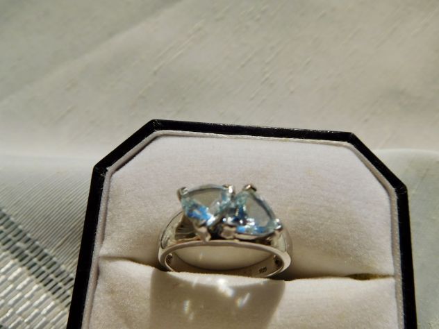 Collana + Anello Acquamarina chius.oro 18K,anello con 2 acquamarine - Foto 7