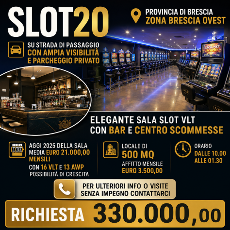 Sala Slot con VLT e Centro Scommesse - rif. SLOT20