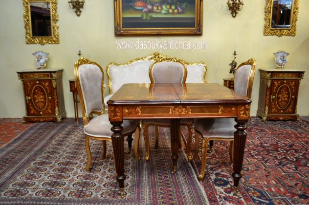Coppia di servantine intarsiate stile Napoleone III - Foto 8