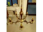Lampadario 5 Luci  bracci in Ottone e legno