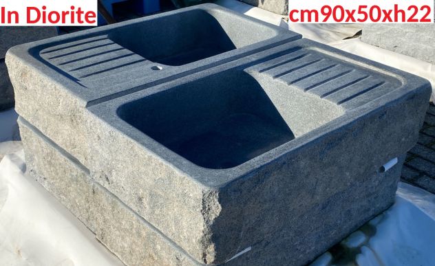 Lavello lavandino per cucina in pietra granito diorite 80,90,100cm - Foto 7