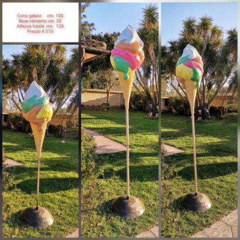 Statua cono gelato in vetroresina, gelato 3D, tridimensionale, insegna a vela - Foto 7