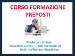 corsoCorso Formazione Preposti (SICUREZZA NEI LUOGHI DI LAVORO)