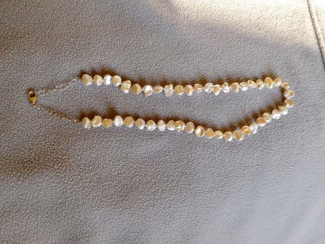 Collana perle Keshi naturali, chiusura e catenella in argento 925.Nuova! - Foto 4