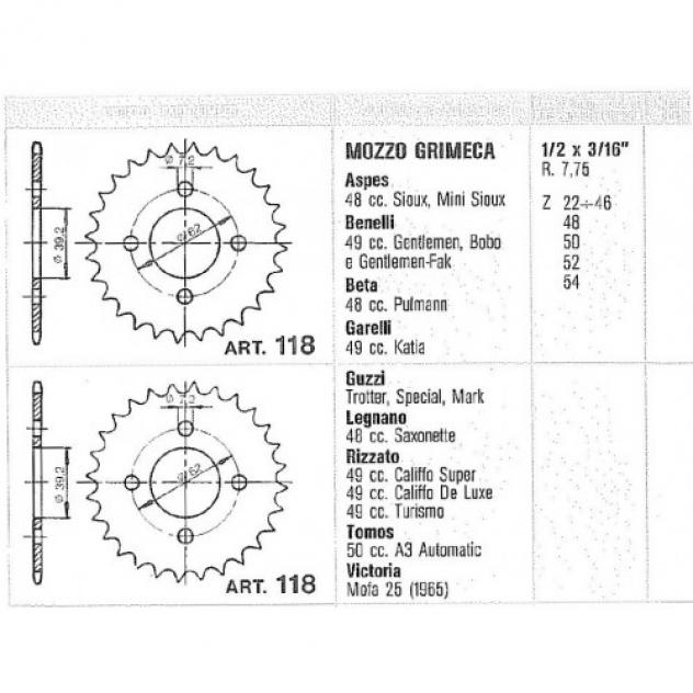 Corone Chiaravalli con codice 118 da 22 a 44 denti - Foto 2