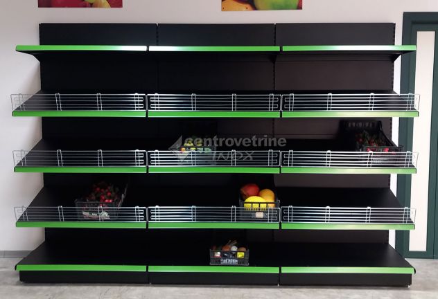 SCAFFALE FRUTTA IN FERRO NERO DA 303 CON PIANO BASE 50 PIANI DA 50 E PIANO MARK - Foto 6