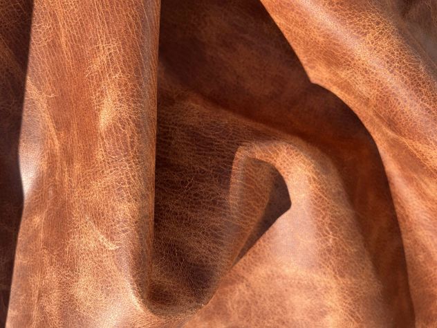 Pellame crazy horse a vegetale bottalato cognac - Foto 2