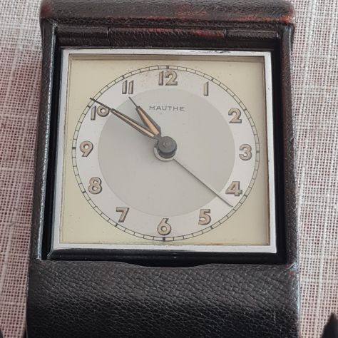 Antico Orologio sveglia viaggio pieghevole anni '40-50 " MAUTHE " da colle - Foto 3