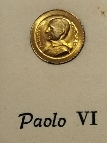 Quadretto vintage effigie Paolo VI monetina oro 8 ka - Foto 9