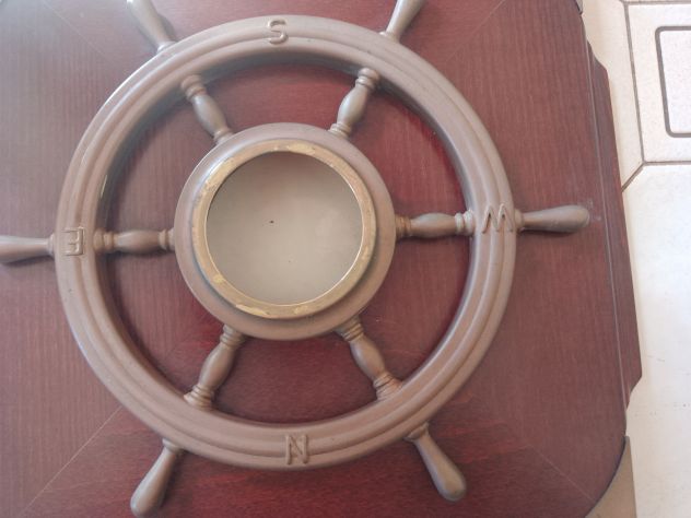 Scultura Antica Nautica Timone Mogano Bronzo - Foto 8