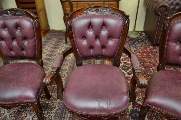 Trittico di poltrone da studio stile inglese Vittoriano - Foto 3