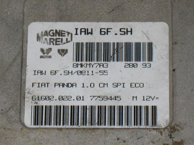 6FSH 7759445 ECU CENTRALINA FIAT PANDA 1.0 CMSPI ECO IAW 6F.SH IAW6F.SH - Foto 2