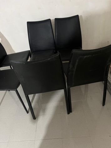 Sedie in pelle nera 6 pezzi - Foto 5