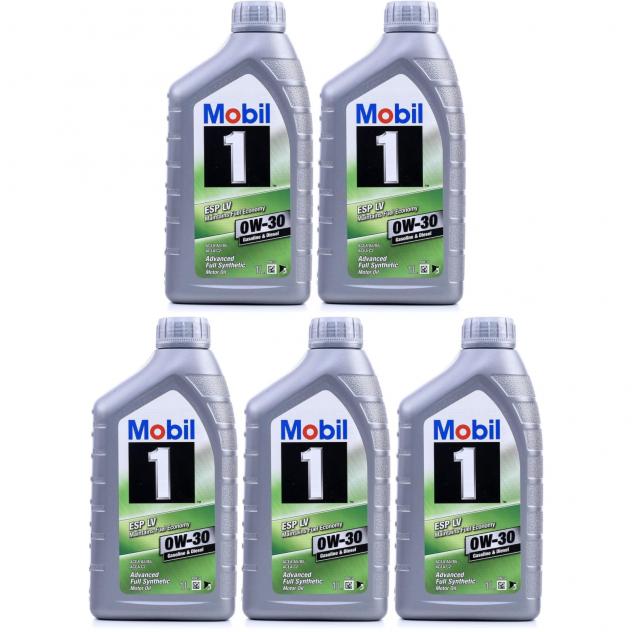 5x Mobil 1 ESP 0W-30 olio motore sintetico